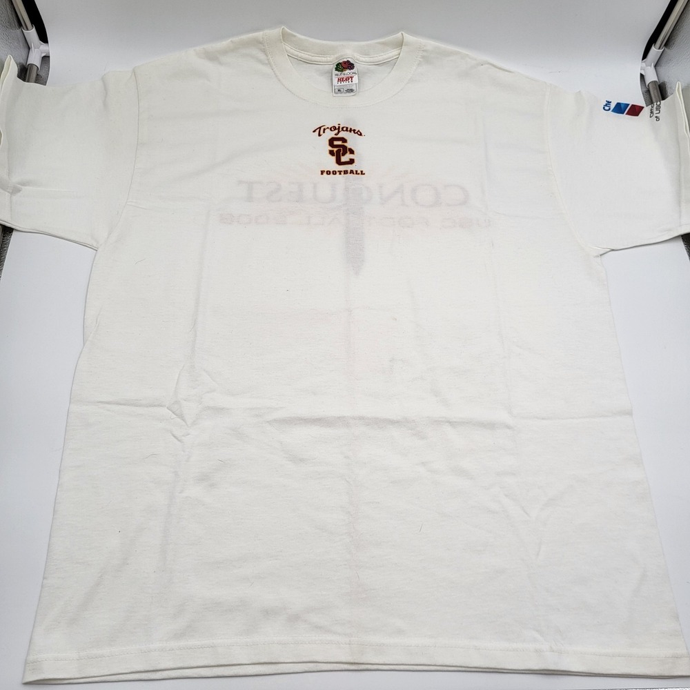 Fruit Of The LOOM Tee USC CONQUEST T-Shirt Men's Size XL White Trojans